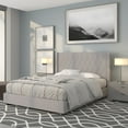 thumbnail image 1 of BizChair Queen Size Tufted Upholstered Platform Bed with Accent Nail Trimmed Extended Sides in Light Gray Fabric, 1 of 10