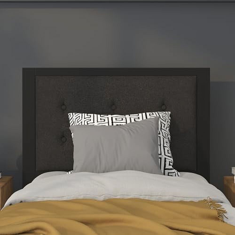 BizChair Queen Size Upholstered Metal Panel Headboard in Tufted Dark ...