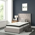 thumbnail image 1 of BizChair Riverdale Twin Size Tufted Upholstered Platform Bed in Light Gray Fabric with 10 Inch CertiPUR-US Certified Pocket Spring Mattress, 1 of 11