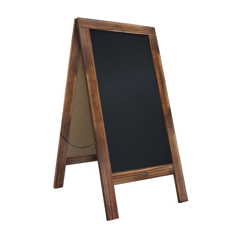 BizChair Rustic Brown Magnetic Outdoor A-Frame Chalkboard Sign