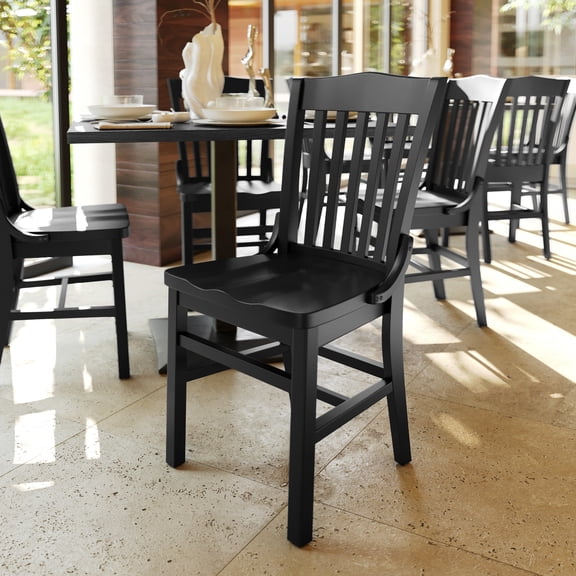 BizChair School House Back Black Wood Restaurant Chair