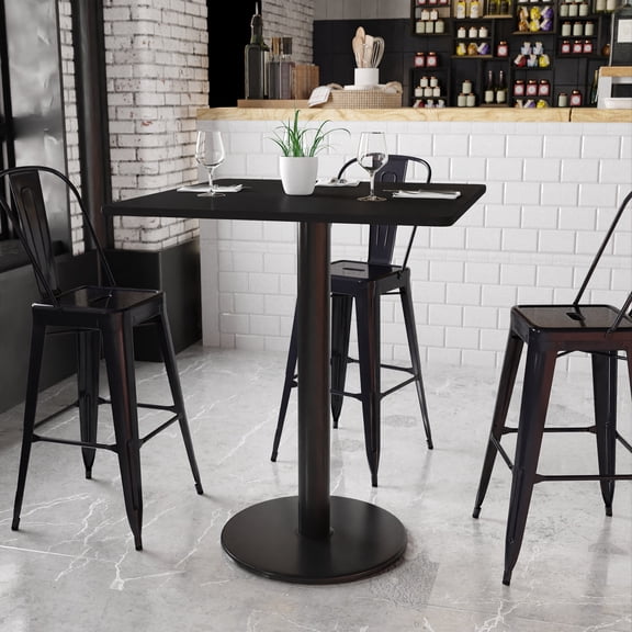 BizChair Scratch-Resistant Pub Table, Black