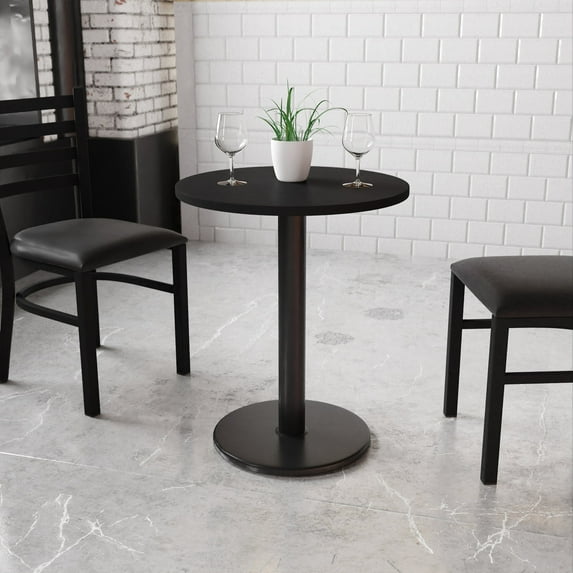 BizChair Scratch-Resistant Round Pub Table, Black