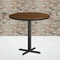 thumbnail image 1 of BizChair Scratch-Resistant Round Pub Table, Walnut, 1 of 5