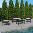 thumbnail image 1 of BizChair Series 4 Piece Brown Patio Set with Steel Frame and Beige Cushions, 1 of 13