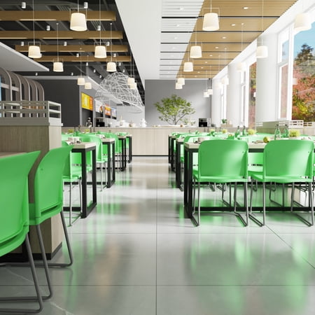 BizChair Series 880 lb. Capacity Green Full Back Contoured Stack Chair with Gray Powder Coated Sled Base