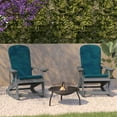 thumbnail image 1 of BizChair Set of 2 All-Weather Poly Resin Wood Adirondack Rocking Chairs in Gray with Teal Cushions for Deck, Porch, and Patio, 1 of 15