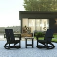 thumbnail image 1 of BizChair Set of 2 Black Modern Commercial Grade All-Weather 2-Slat Poly Resin Rocking Adirondack Chairs with Matching Side Table, 1 of 11