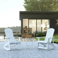 thumbnail image 1 of BizChair Set of 2 Commercial Grade All-Weather Poly Resin Wood Adirondack Rocking Chairs with Side Table in White, 1 of 11