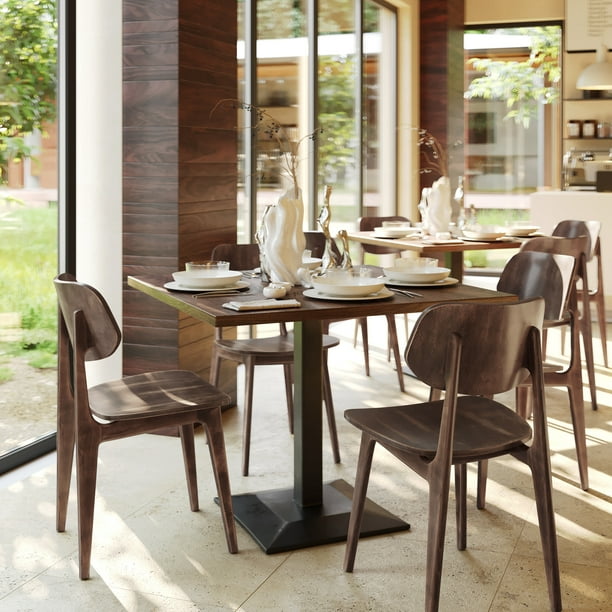 BizChair Set of 2 Commercial Grade Solid Wood Dining Chairs with Curved Oval Backrests in Antique Copper