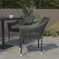 thumbnail image 1 of BizChair Set of 2 Commercial Grade Stacking Patio Chairs, All Weather PE Rattan Wicker Patio Dining Chairs in Gray, 1 of 11