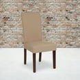 thumbnail image 1 of BizChair Set of 2 Greenwich Series Beige Fabric Upholstered Panel Back Mid-Century Parsons Dining Chairs, 1 of 10