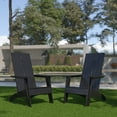 thumbnail image 1 of BizChair Set of 2 Modern All-Weather Poly Resin Wood Adirondack Chairs in Black, 1 of 11