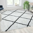 thumbnail image 1 of BizChair Shag Style Diamond Trellis Area Rug - 8' x 10' - Ivory, 1 of 8