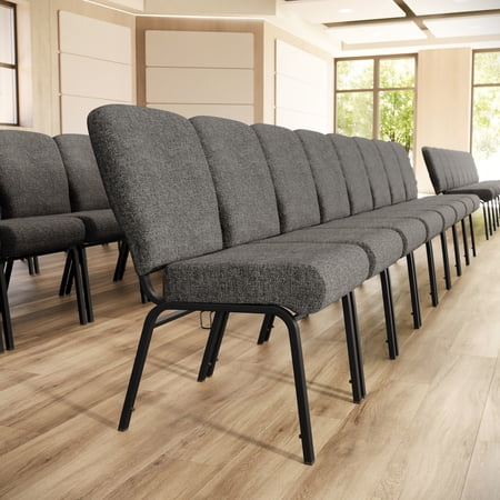 BizChair Signature Elite Charcoal Gray Church Chair - 20 in. Wide