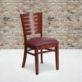 thumbnail image 1 of BizChair Slat Back Mahogany Wood Restaurant Chair - Burgundy Vinyl Seat, 1 of 7
