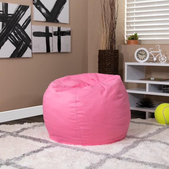 BizChair Small Solid Light Pink Refillable Bean Bag Chair for Kids and Teens