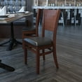 thumbnail image 1 of BizChair Solid Back Walnut Wood Restaurant Chair - Black Vinyl Seat, 1 of 11