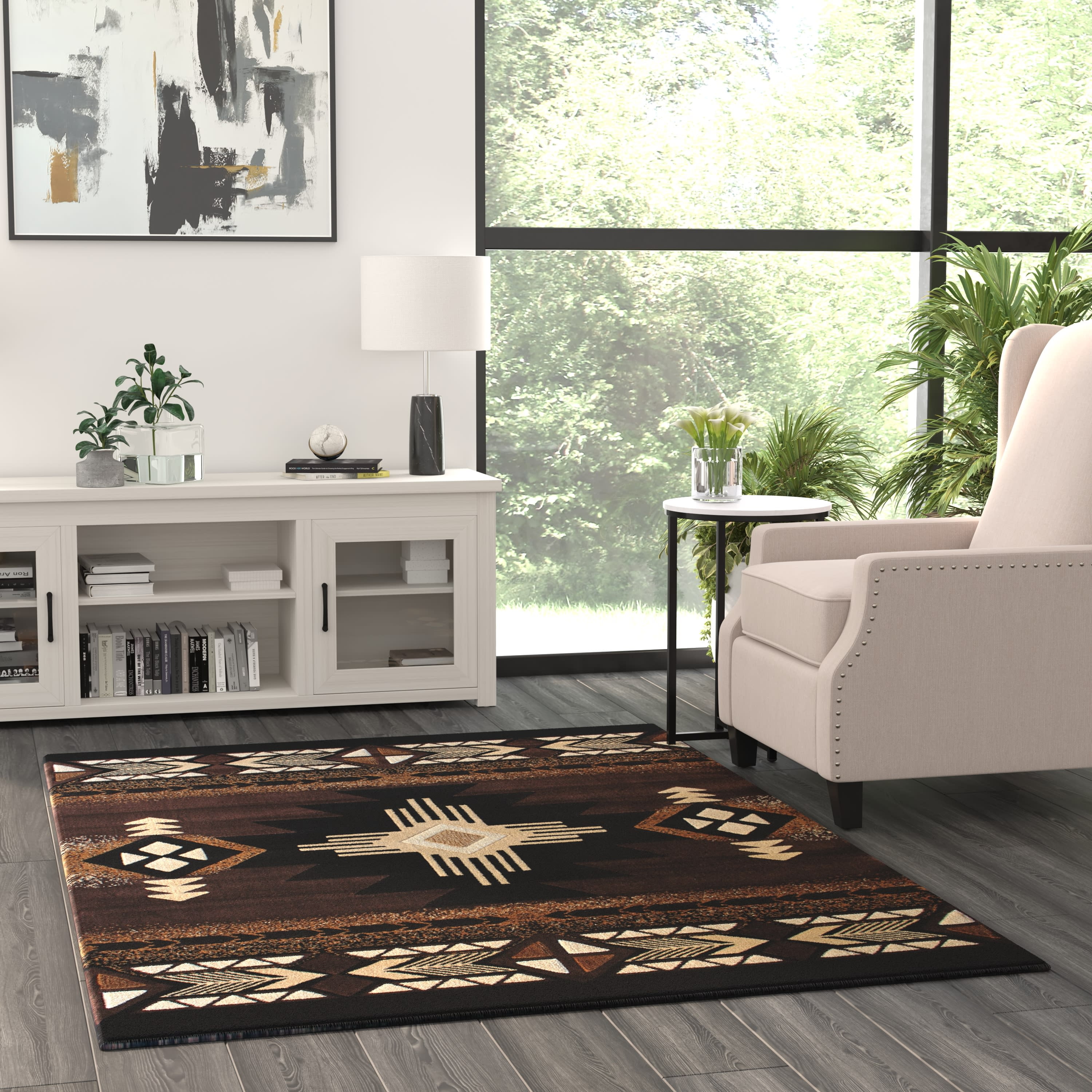 BizChair South West Native Area Rug Design C318 Chocolate (5 Feet X 7 Feet)