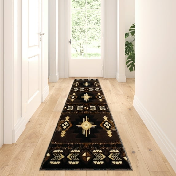 BizChair South West Runner Area Rug Design C318 Chocolate (2 Feet X 7 Feet)