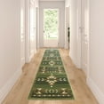 thumbnail image 1 of BizChair Southwest Native, Area Rug (2 Feet 4 Inch X 11 Feet) Runner, Green, 1 of 5