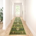 thumbnail image 1 of BizChair Southwest Native, Area Rug (32 Inch X 15 Feet 5 Inch) Runner, Green, 1 of 5