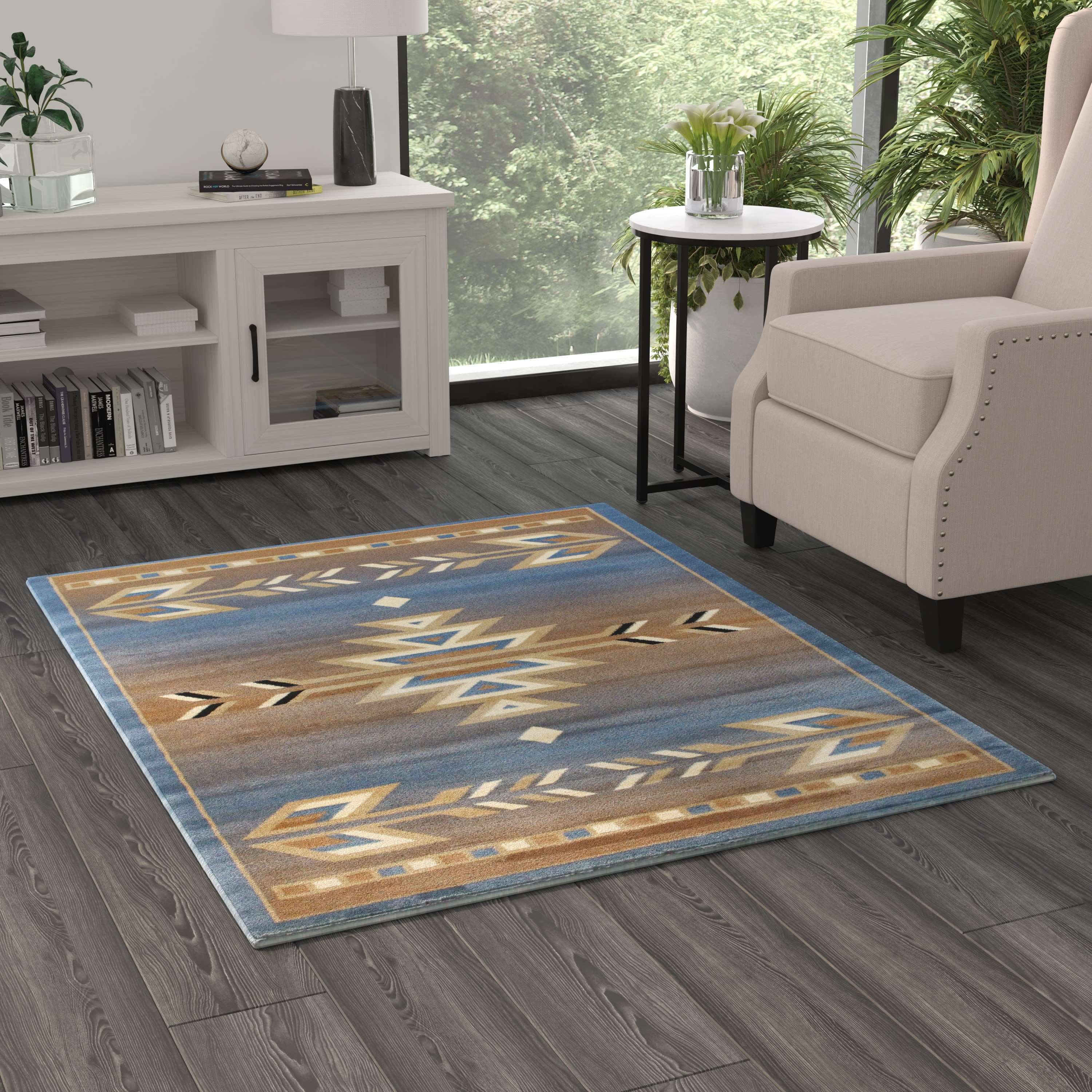 BizChair Southwest Native, Area Rug (4 Feet X 5 Feet), Blue - Walmart.com
