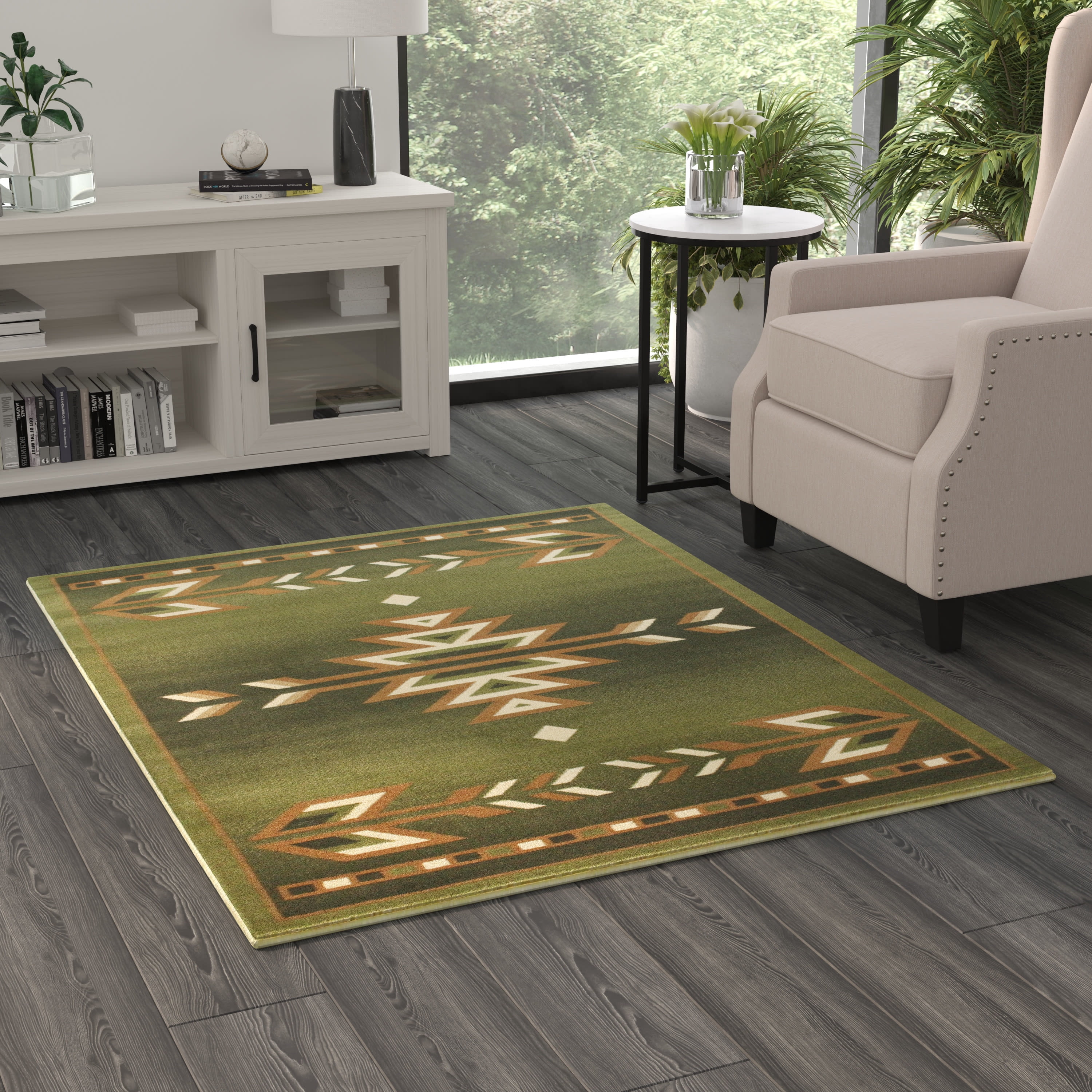 BizChair Southwest Native, Area Rug (4 Feet X 5 Feet), Green - Walmart.com