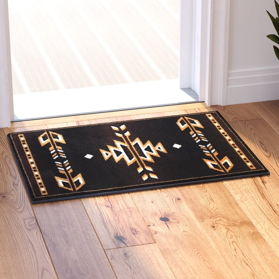 BizChair Southwest Native, Area Rug, Brown Black Beige Ivory (2 Feet X 3 Feet 4 Inch Mat)