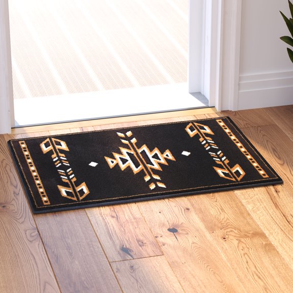 BizChair Southwest Native, Area Rug, Brown Black Beige Ivory (2 Feet X 3 Feet 4 Inch Mat)