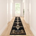 thumbnail image 1 of BizChair Southwest Native, Area Rug, Brown Black Beige Ivory (32 Inch X 10 Feet Runner), 1 of 6