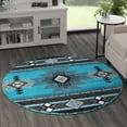 thumbnail image 1 of BizChair Southwest Native Design Turquoise Area Rug (5 Feet X 5 Feet Round), 1 of 7