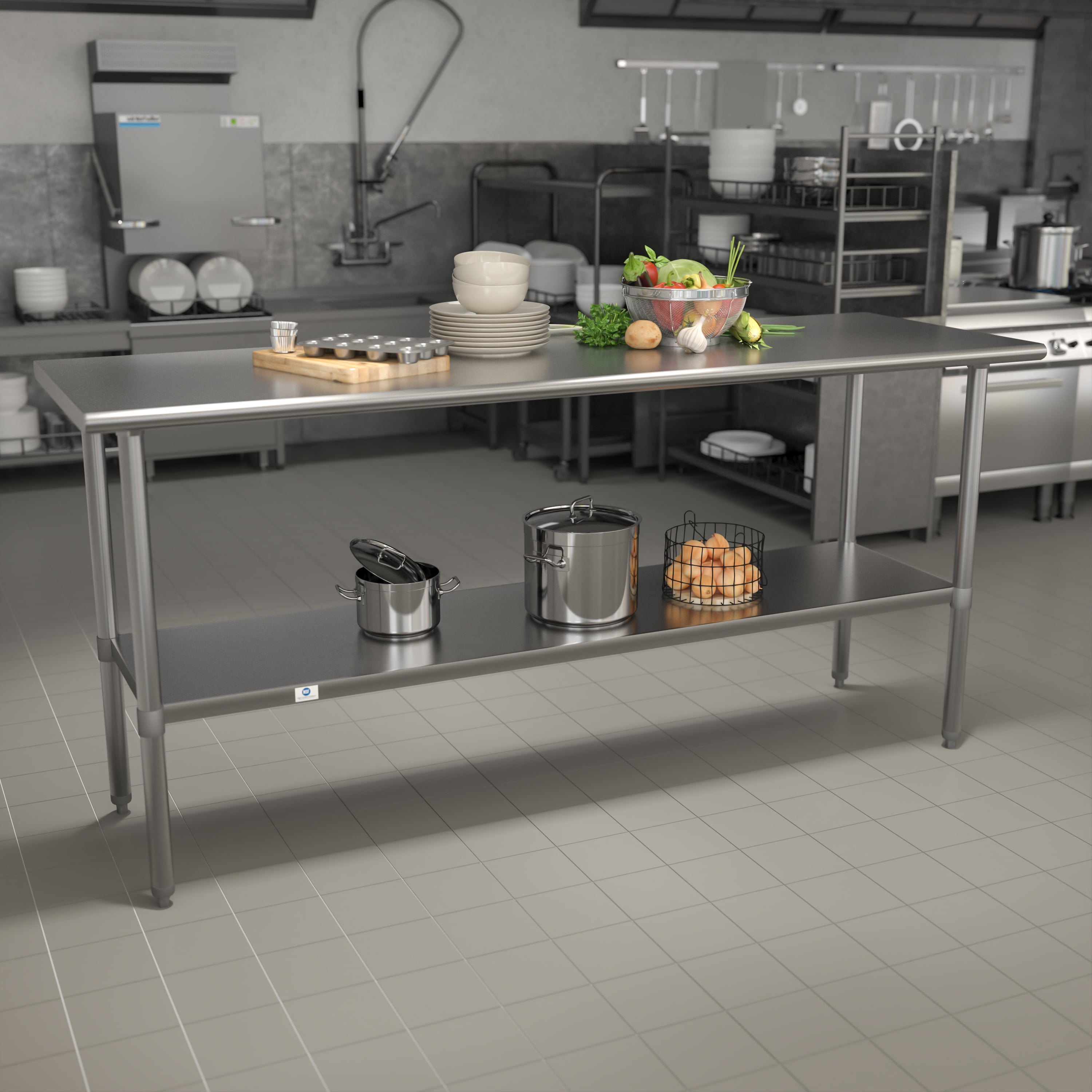 Stainless Steel 18 Gauge Prep and Work Table with 1.5