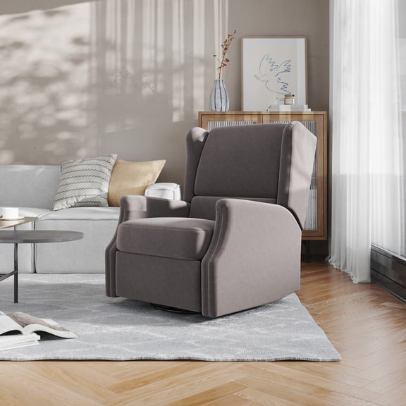 BizChair Swivel Glider Living Room Rocker Recliner Chair, Dark Gray