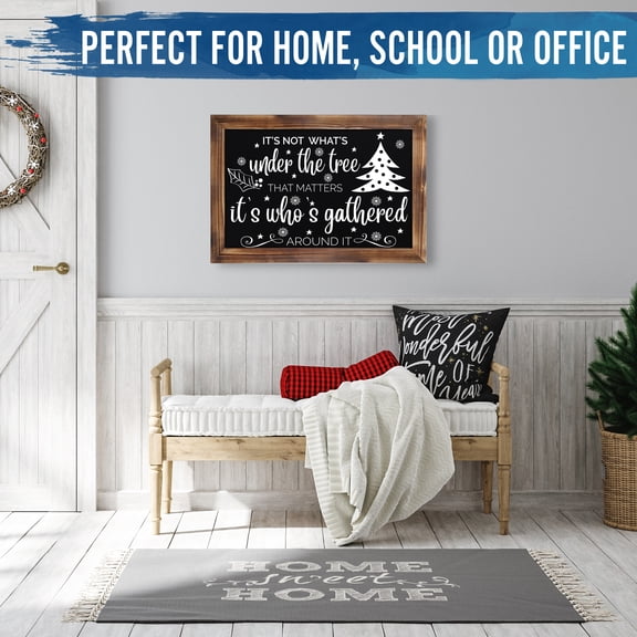 BizChair Torched Brown Magnetic Wall Chalkboard, Extra Large Size 20" x 30", Framed Decorative Chalkboard with Eraser - For Kitchen, Weddings, Menus and More!