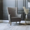 thumbnail image 1 of BizChair Traditional Wingback Accent Chair, Commercial Grade Faux Leather Upholstery and Wooden Frame and Legs, Dark Gray, 1 of 10