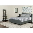 thumbnail image 1 of BizChair Twin Size Two Button Tufted Upholstered Platform Bed in Dark Gray Fabric with Mattress, 1 of 6
