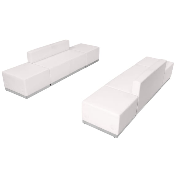 BizChair White LeatherSoft Reception Configuration, 6 Pieces