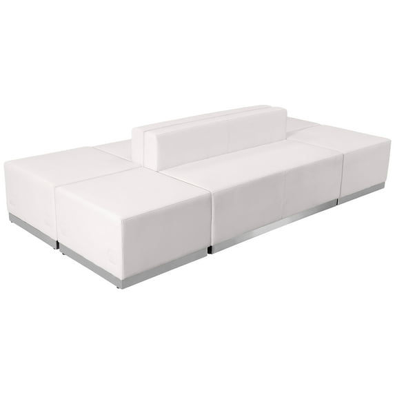 BizChair White LeatherSoft Reception Configuration, 6 Pieces