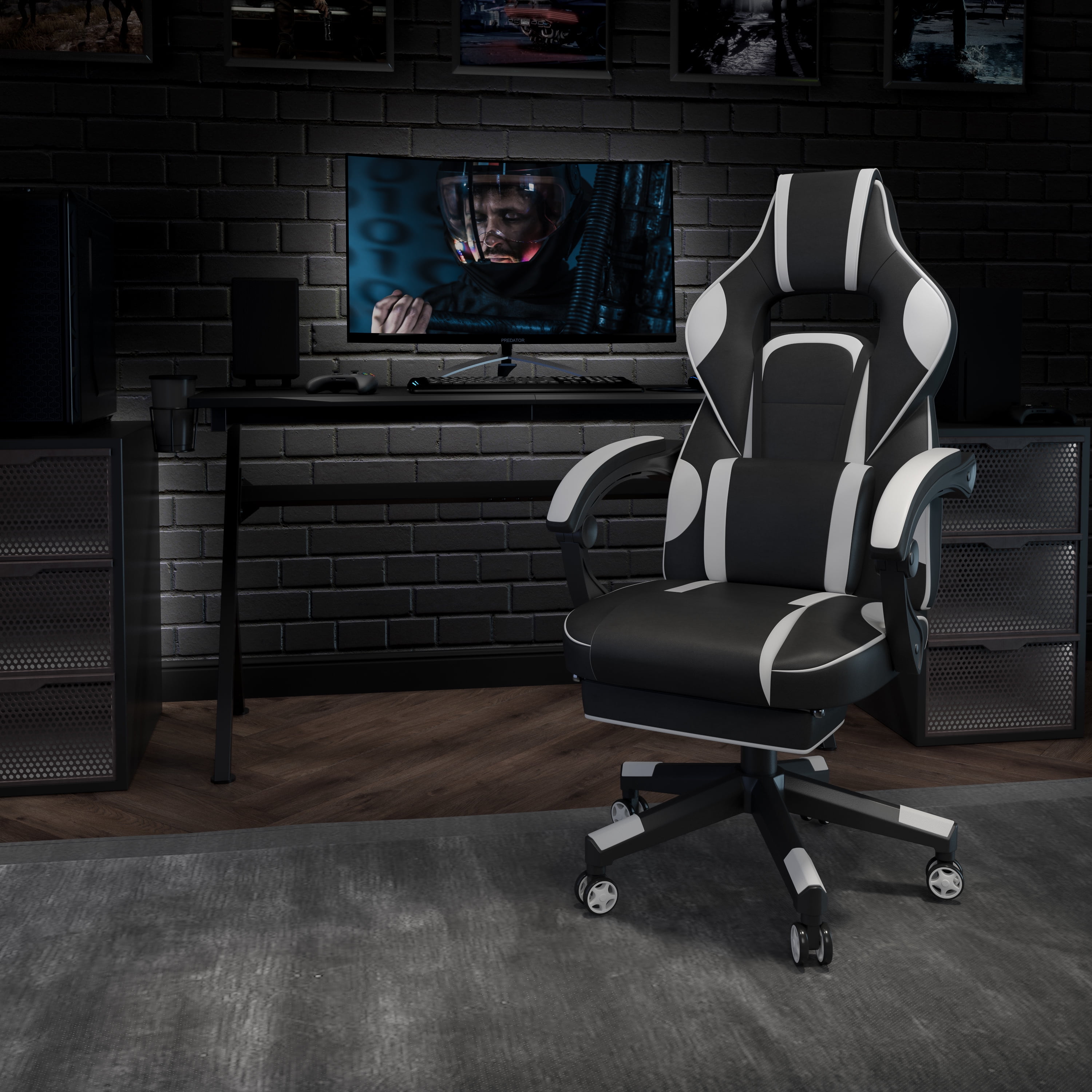 BizChair X40 Gaming Chair Racing Ergonomic Computer Chair with Fully Reclining Back/Arms, Slide