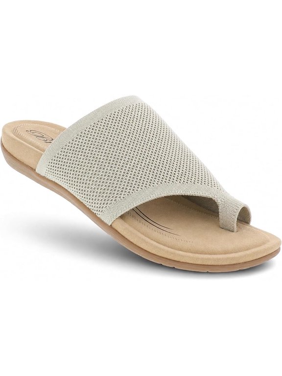 Lavish Women's Sandals - Stretch Knit Upper, Memory Foam Footbed, Dual Density EVA Cushioning, Shock-Absorbing Outsole, Lightweight Travel & Walking Sandals - Beige, Medium : 9-9.5