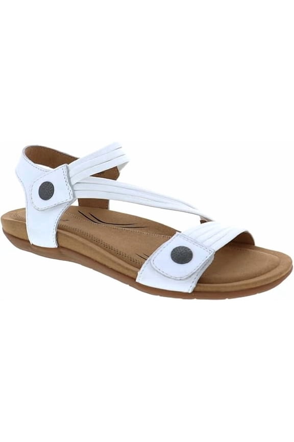 Luna Women's Walking Sandal  Adjustable Dual Straps, Hook n Loop Bands, Premium Leather, Comfortable Memory Foam Footbed,Dual Density Cushioning, Lightweight Rubber Outsole, White Solid 10-10.5