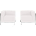 thumbnail image 1 of Bizchair Contemporary Stainless Steel Solid Print Tufted Armchair, Melrose White Set of 2, 1 of 4