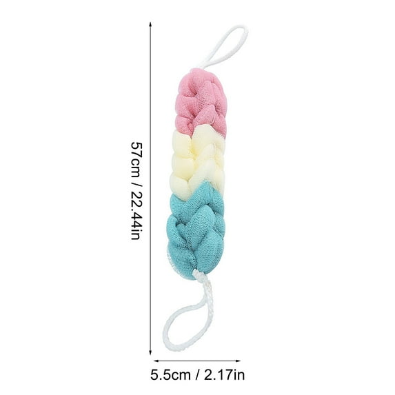 Bizhua Bath Ball Long Bath Flower Clean Bath Towel Back Scrubbing Bath Towel Blue + Beige - Bath Towellong Bath Loofahs Stretchable Braided Mesh Exfoliating Loofah Back Scrubber Ball Body