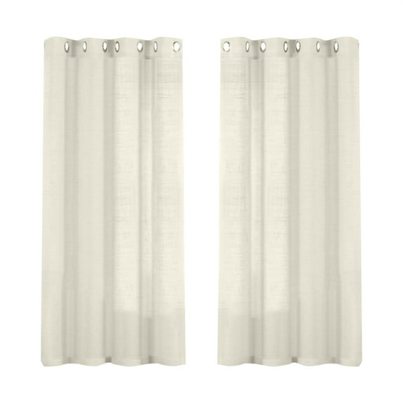 Bizhua Curtain Linen Sheer Curtains 63 Inch Length Semi Sheer Curtains Silver Linen Curtain Panels for Living Room/Bedroom Light Filtering Curtains 2 Panels, Two Curtains