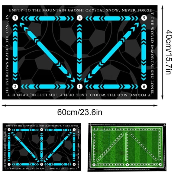 Bizhua Football Footwork Training Anti-Slip Mat Football Pattern Sapphire Blue 40*60Football Footstep Training Non Slip Mat Home Mud Sports Footstep Carpet Indoor Soundproofing Fitness Mat