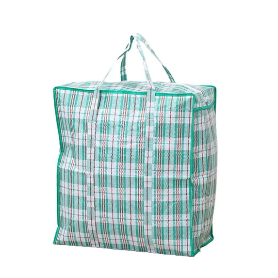 Bizhua Home Textile Storage Large Capacity Storage Bags Large Plastic Checkered Storage Laundry Bag with Zipper & Handles for Shopping Moving Travel, 1X Storage Bag