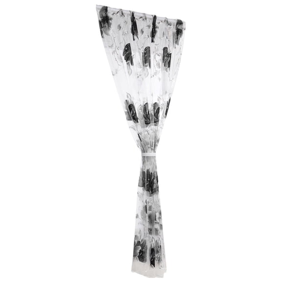 Bizhua Ink and Wash Large Flower Printed Rubber Window Screen 100X130Cm (High) Black1 Pcs Vines Leaves Tulle Door Window Curtain Drape Panel Sheer Scarf Valances