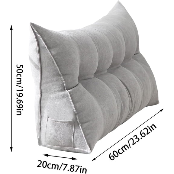 Bizhua Lemon Yellow 50*60Cm Vatriangular Headrest for Double Beds Backrest with Detachable Cover Ergonomic Long Pillow Backrest Suitable for Dormitory Beds Sofas Single Beds