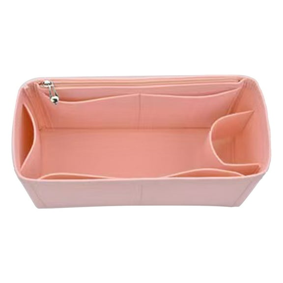 Bizhua Pink Inner Liner Makeup Storage and Organization Bag (Side Zipper)Inner Liner Makeup Storage and Organization Bag Inner Liner Bag with Long and Short Handles